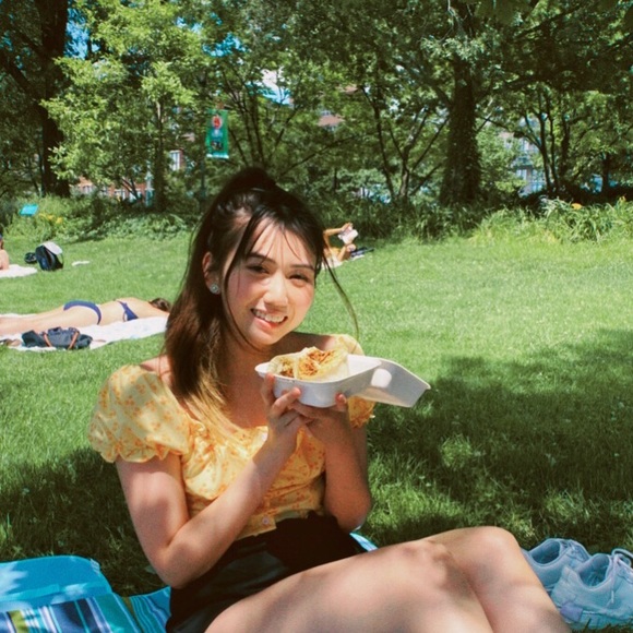 Yellow tangerine puffy sleeve top for the summer! - Picture 2 of 4